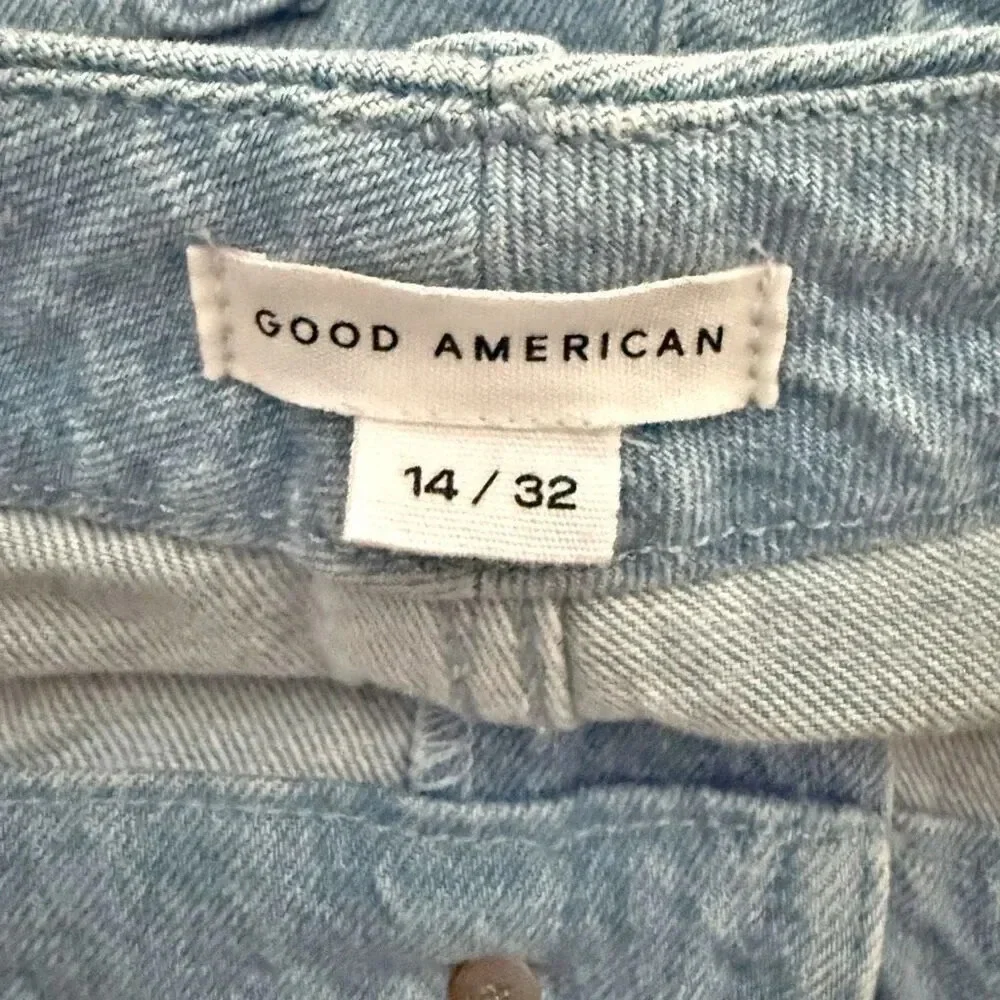 GOOD AMERICAN | Good Icon Patchwork High Waist Jeans Cropped Straight Denim | 14 - Picture 7 of 9